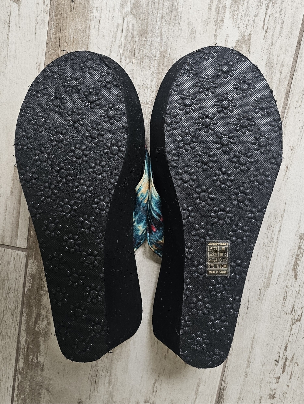 Rocket Dog Black Flip Flops with Turquoise Multicolor Straps 10 - Never Worn - Picture 3 of 4